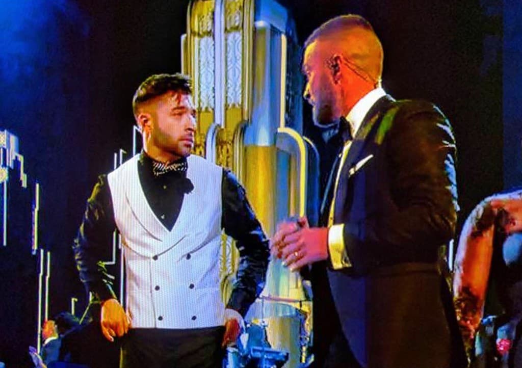 James Marino performing with Justin Timberlake